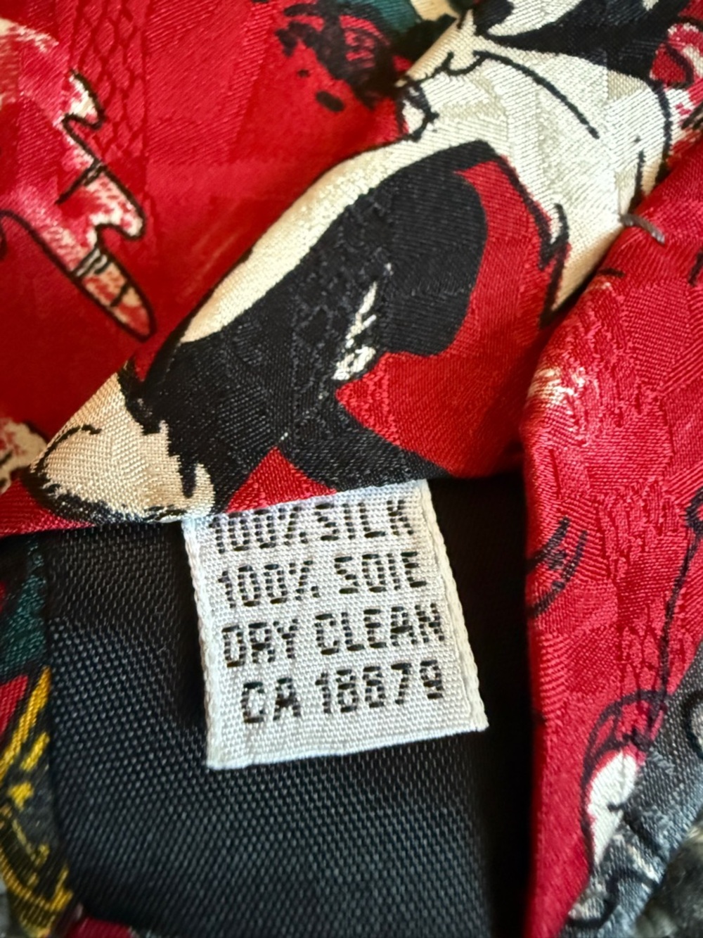 Vintage Looney Tunes Sylvester Silk Tie Fishing Novelty 1992 View 6